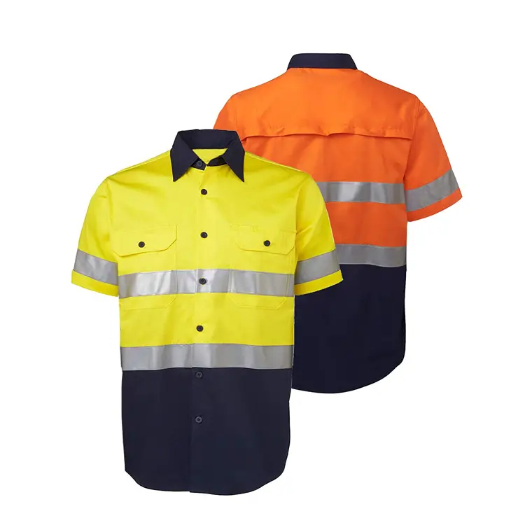 Unisex Custom Work Shirts High-Visibility Short-Sleeve Work T-Shirts Construction Work Safety Shirts 1