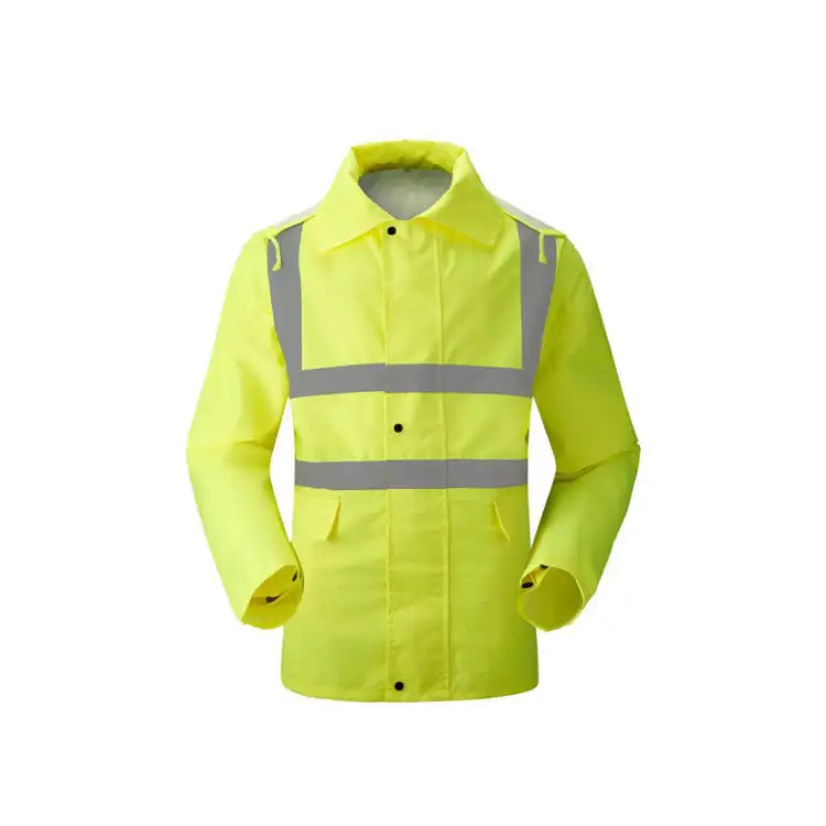 Capa de chuva de segurança impermeável, confortável e de alta qualidade, com comprimento longo e alta refletividade, ideal para vestuário de trabalho. 1
