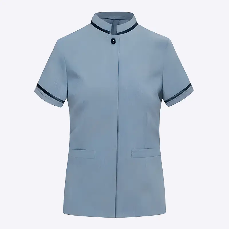 Tjeneruniform med stand-up krave og korte ærmer 1