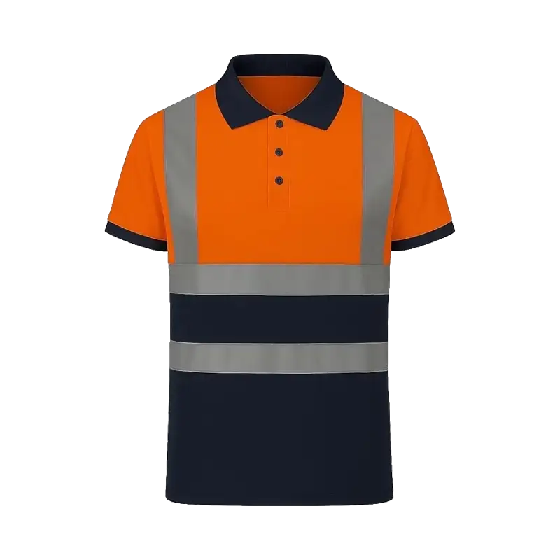 Two-tone high-visibility reflective short-sleeved industrial work polo shirt 1