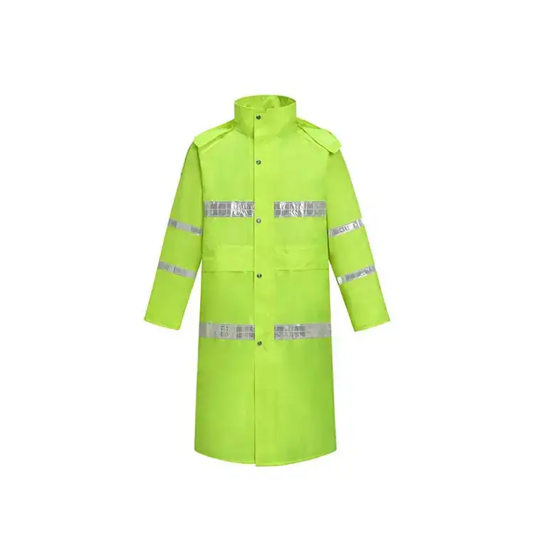 High-Visibility Traffic Safety and Outdoor Work High-Reflectivity Long Raincoat 1