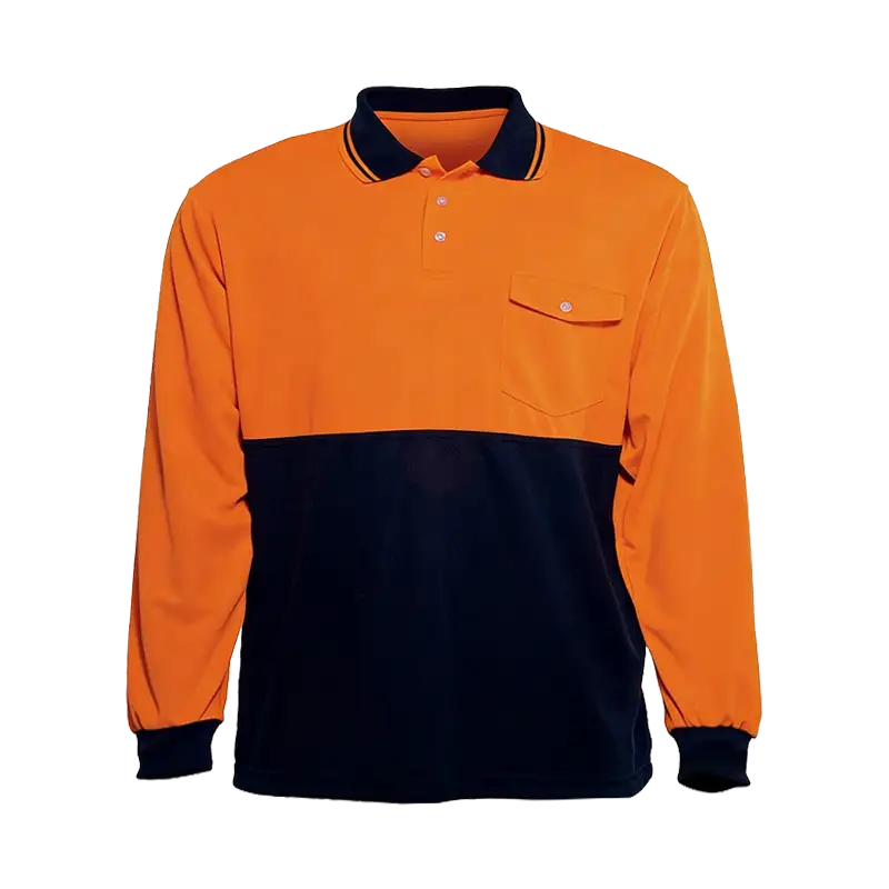 Customisable unisex safety work polo shirt with button placket 1