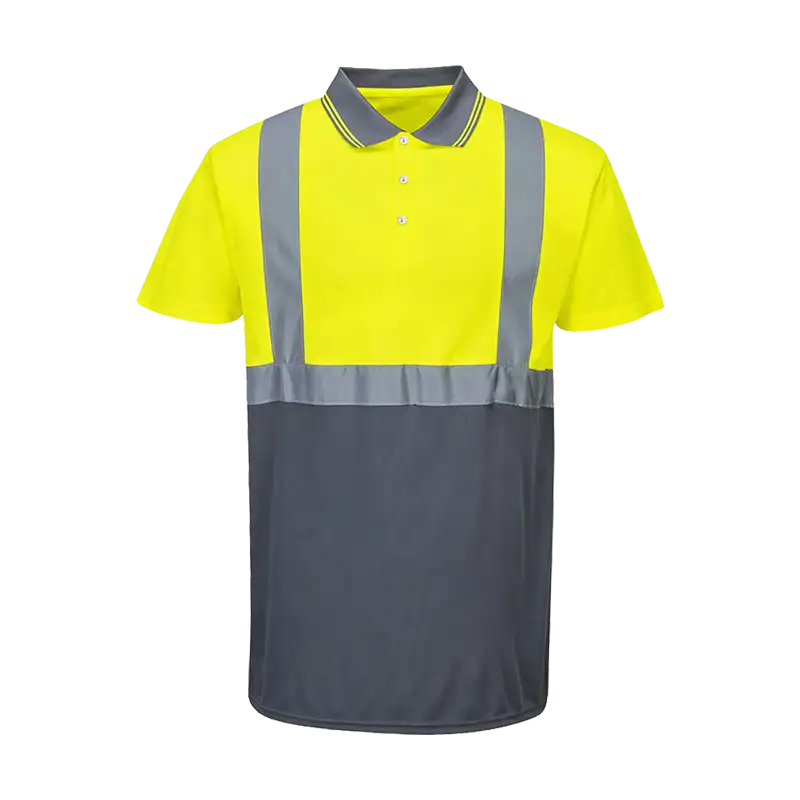 Breathable high-visibility polo shirt suitable for construction and road safety work 1
