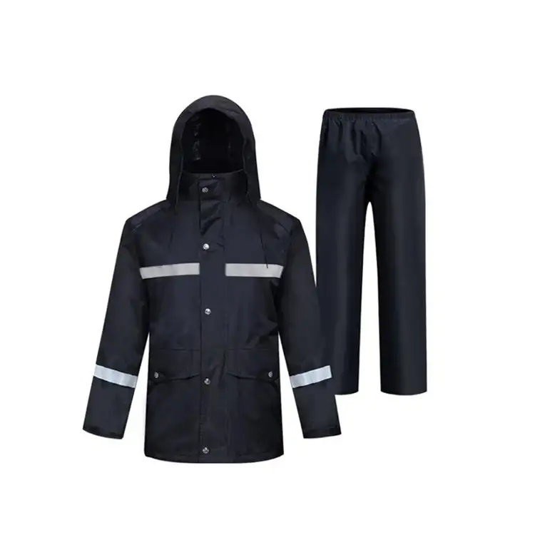 Macacão de chuva personalizado de alta visibilidade para limpeza de estradas com capuz de alta refletividade. 1